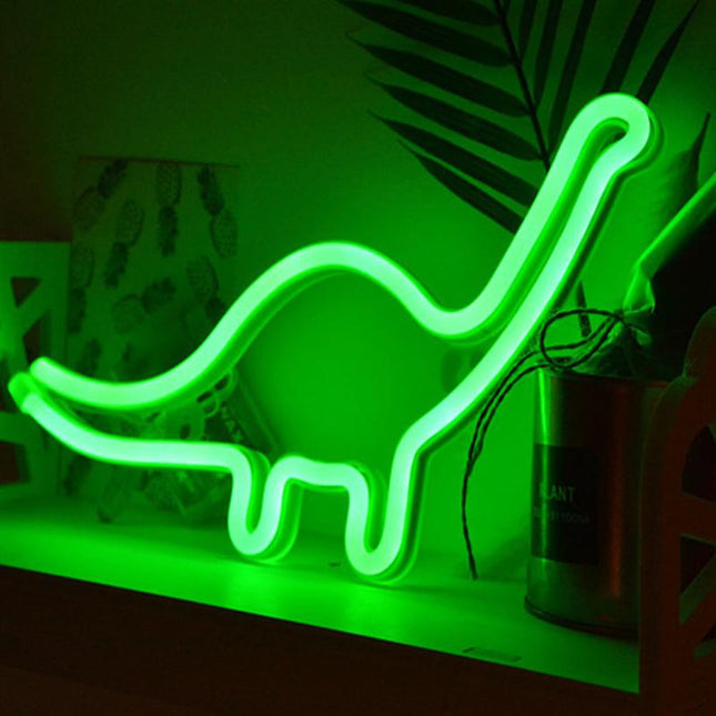 Luz de neón dinosaurio verde