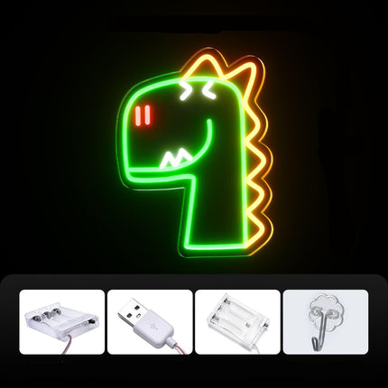Luz de neón LED dinosaurio verde