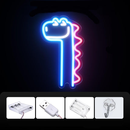 Letrero de neón LED forma dinosaurio