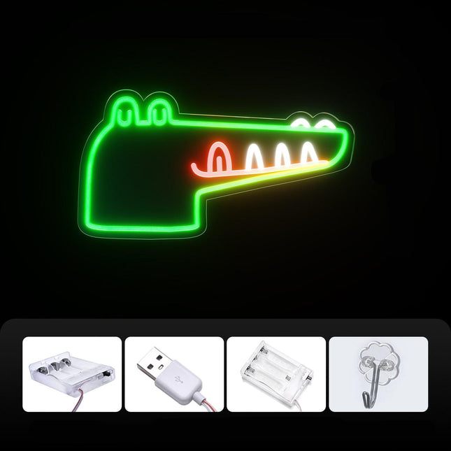 Luz de neón LED cabeza cocodrilo