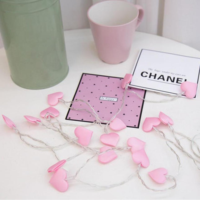Guirnalda de luces corazones rosa infantil