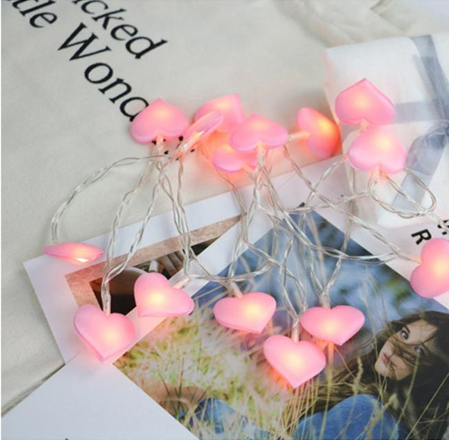 Guirnalda de luces corazones rosa infantil