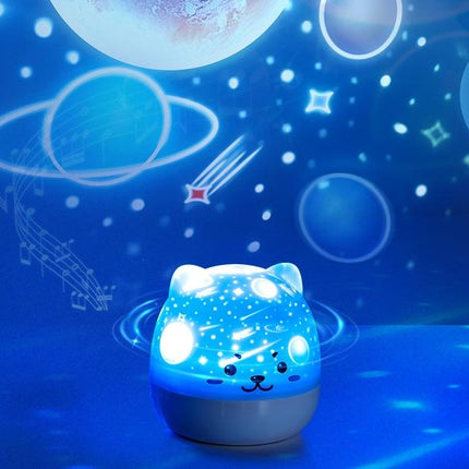 Luz quitamiedos gato proyector con música