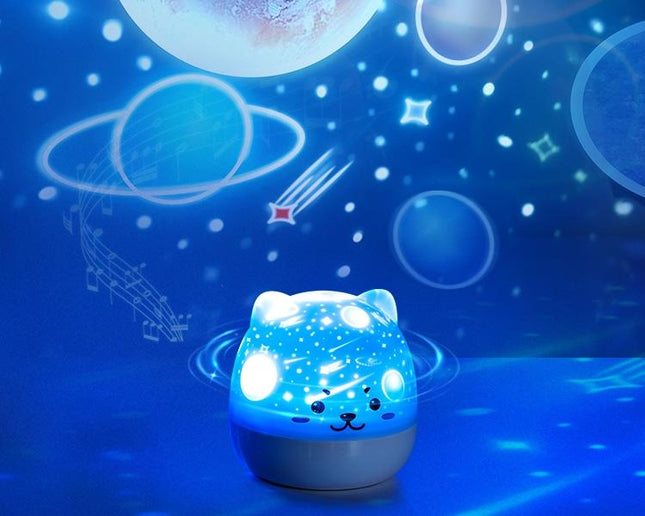 Luz quitamiedos gato proyector con música