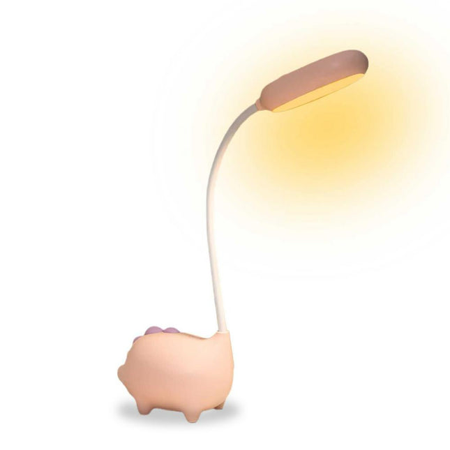 Lámpara de escritorio cerdito rosa flexible