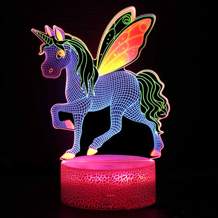 Luz quitamiedos unicornio 3D alas naranjas