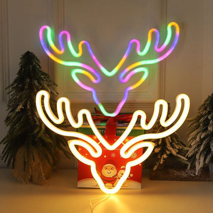 Luz neón LED reno multicolor Navidad