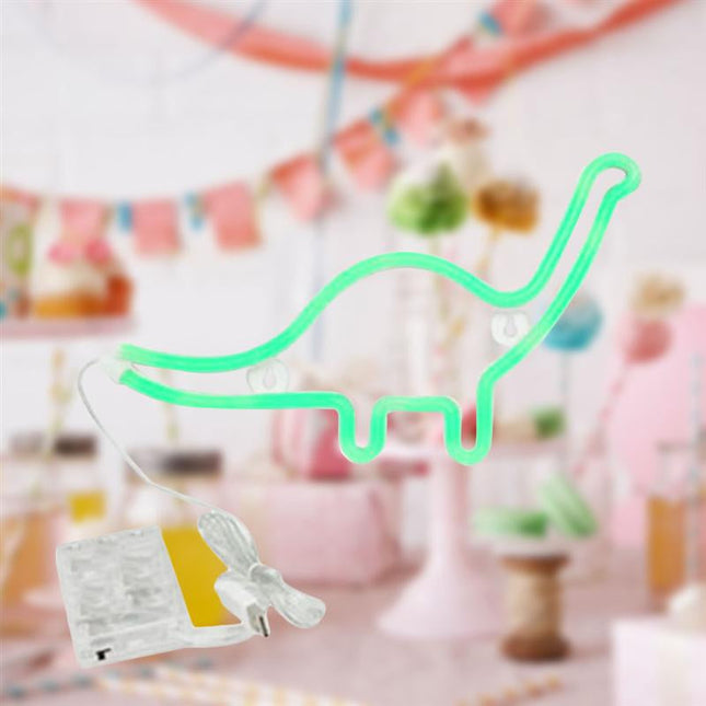 Luz de neón dinosaurio verde
