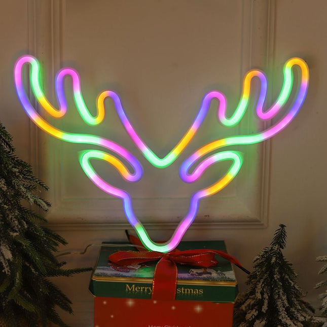 Luz neón LED reno multicolor Navidad