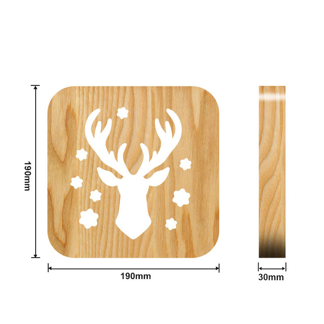 Lámpara de madera LED ciervo USB