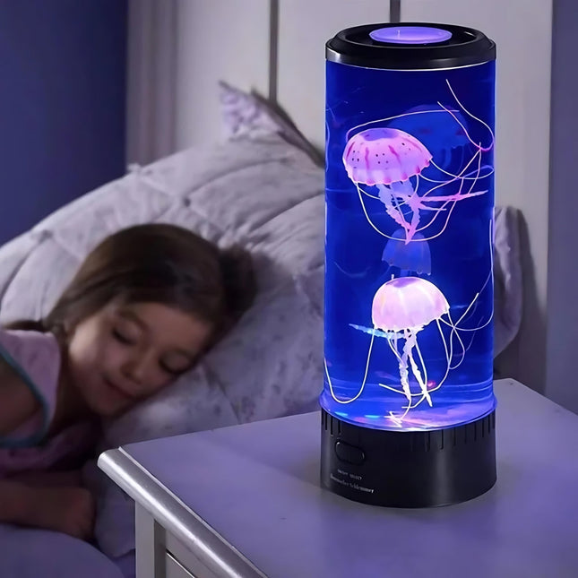 Lámpara LED acuario con medusas flotantes