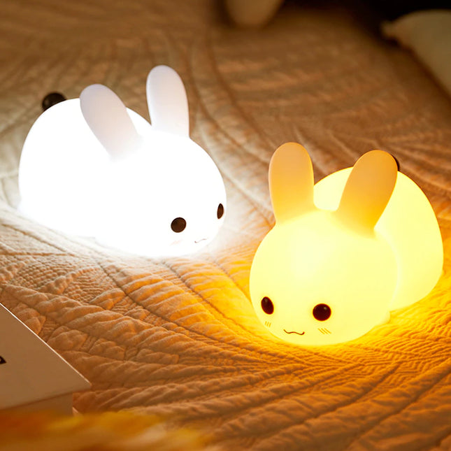 Luz quitamiedos conejo táctil de silicona