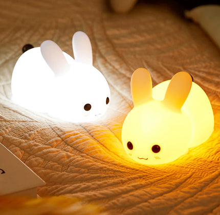Luz quitamiedos conejo táctil de silicona