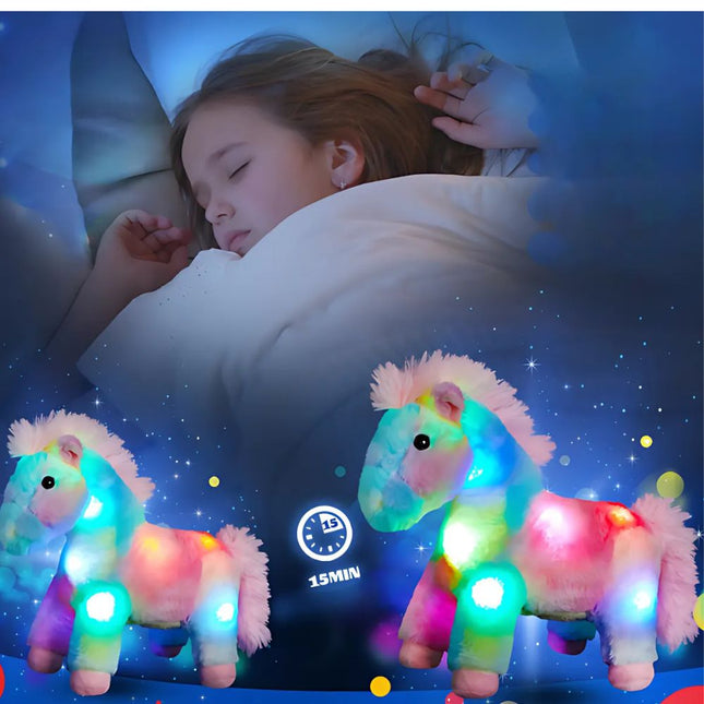 Peluche de caballo con luz multicolor