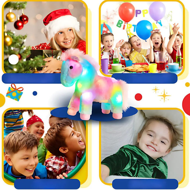 Peluche de caballo con luz multicolor