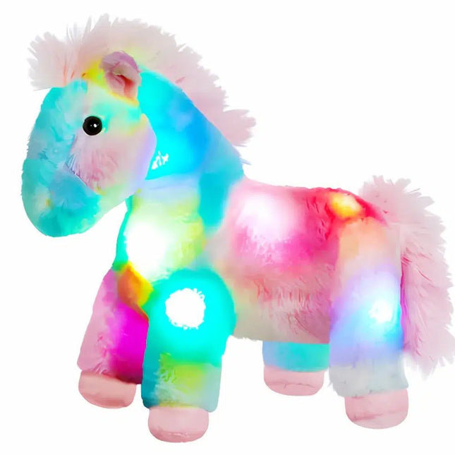 Peluche de caballo con luz multicolor