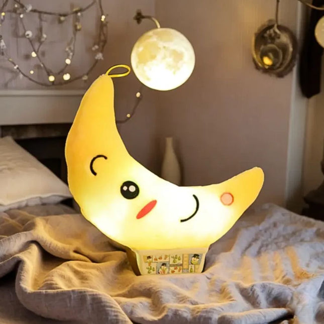 Cojín peluche luna con luz LED