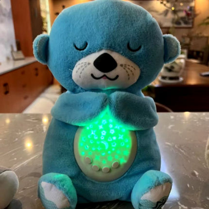 Peluche nutria que duerme con luz