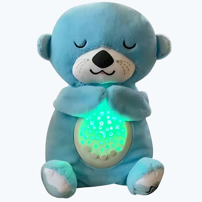 Peluche nutria que duerme con luz