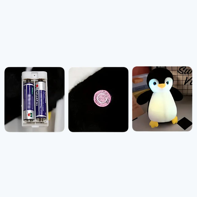 Peluche de pingüino con luz nocturna