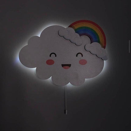 Lámpara de pared nube arcoíris blanca