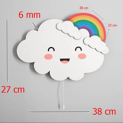 Lámpara de pared nube arcoíris blanca