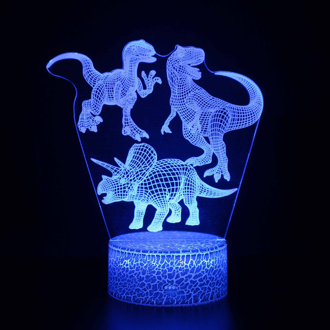 Lámpara 3D LED con tres dinosaurios