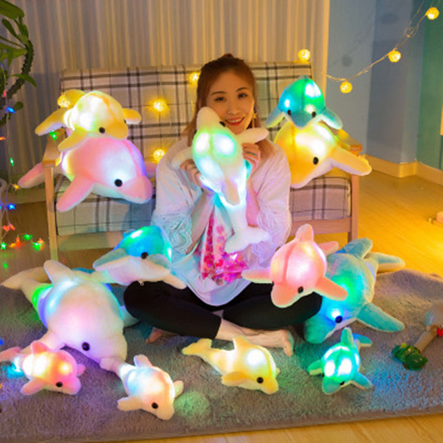 Cojín de peluche luminoso forma delfín
