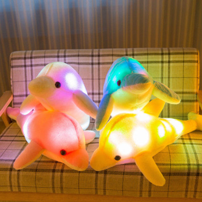 Cojín de peluche luminoso forma delfín