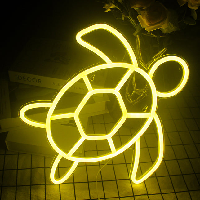 Letrero de neón LED forma tortuga