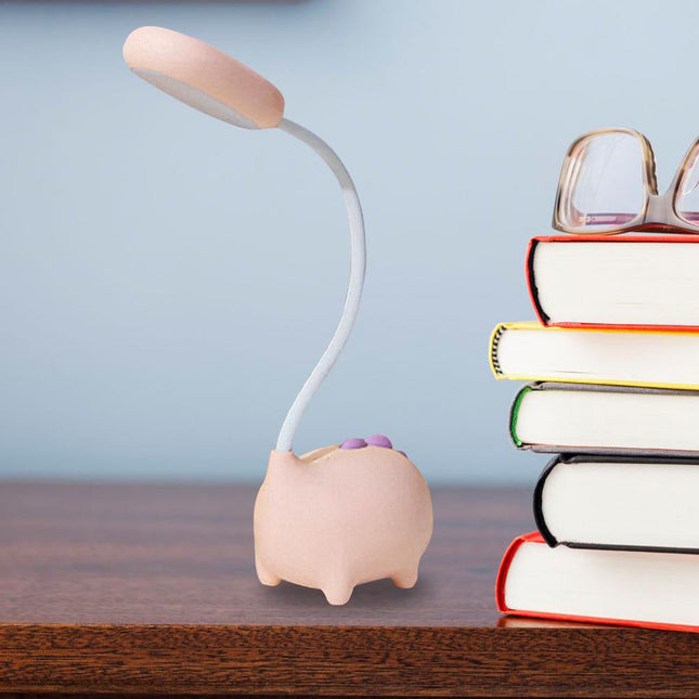 Lámpara de escritorio cerdito rosa flexible