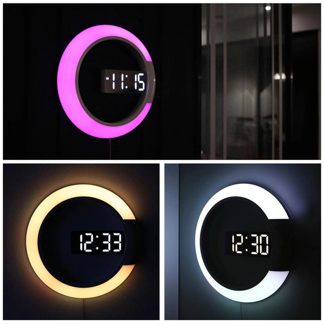 Reloj de pared digital con luz LED