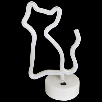 Luz de neón con forma de gato amarillo