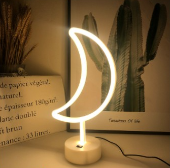 Lámpara de neón LED luna blanca