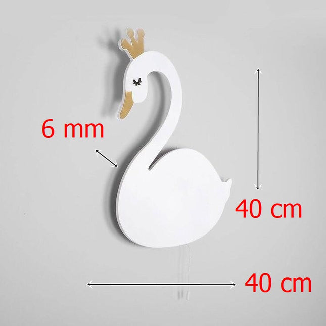 Lámpara de madera infantil forma cisne