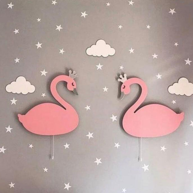 Lámpara de madera infantil forma cisne