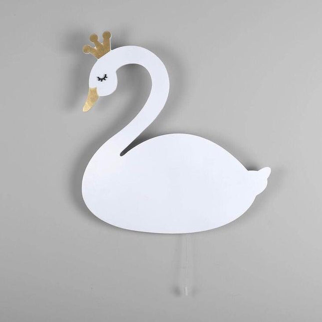 Lámpara de madera infantil forma cisne