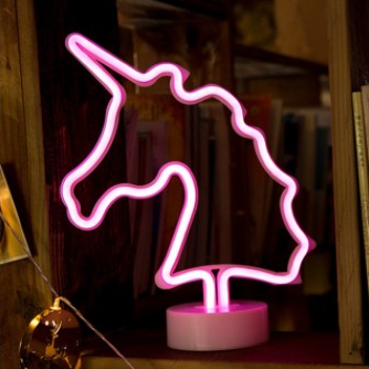 Lámpara de neón LED unicornio rosa