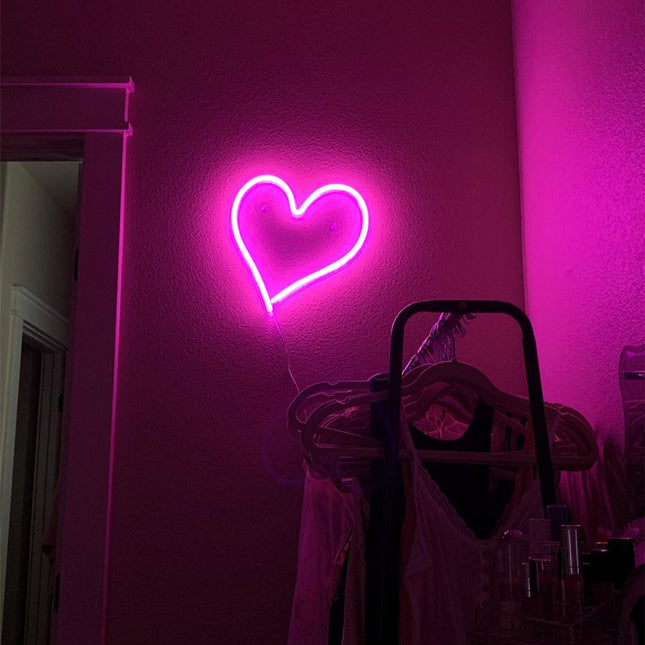 Lámpara de pared neón LED corazón