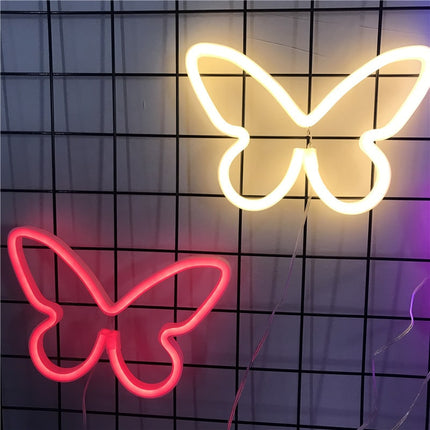 Luz de neón LED forma mariposa