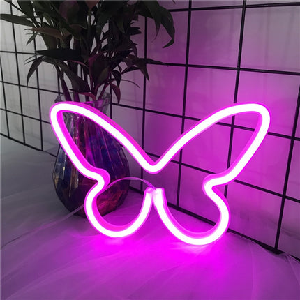 Luz de neón LED forma mariposa