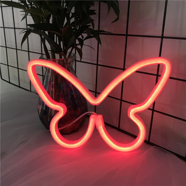 Luz de neón LED forma mariposa