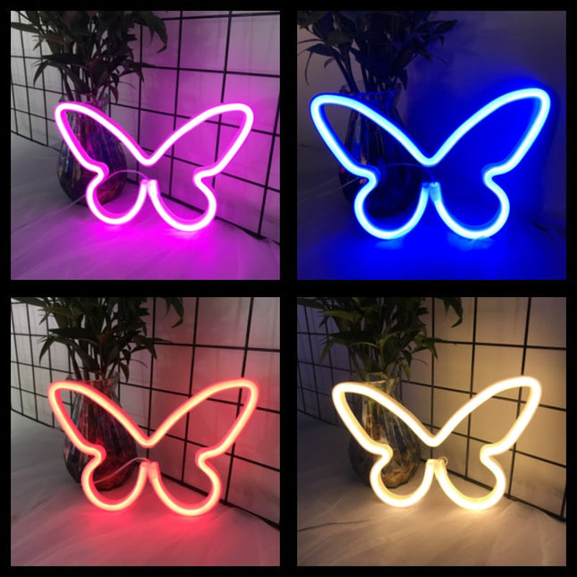 Luz de neón LED forma mariposa