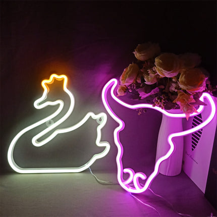 Luz de neón decorativa cisne