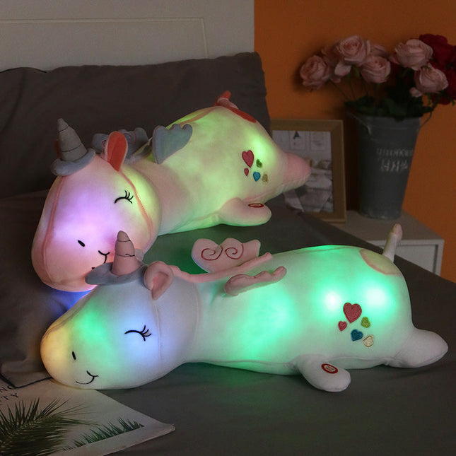 Peluche unicornio luminoso con luz LED