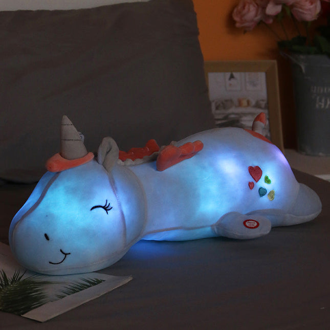 Peluche unicornio luminoso con luz LED