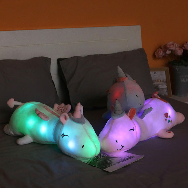 Peluche unicornio luminoso con luz LED