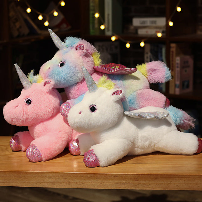 Peluche unicornio alado con luz nocturna