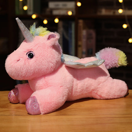 Peluche unicornio alado con luz nocturna