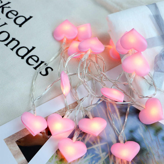 Guirnalda de luces corazones rosa infantil